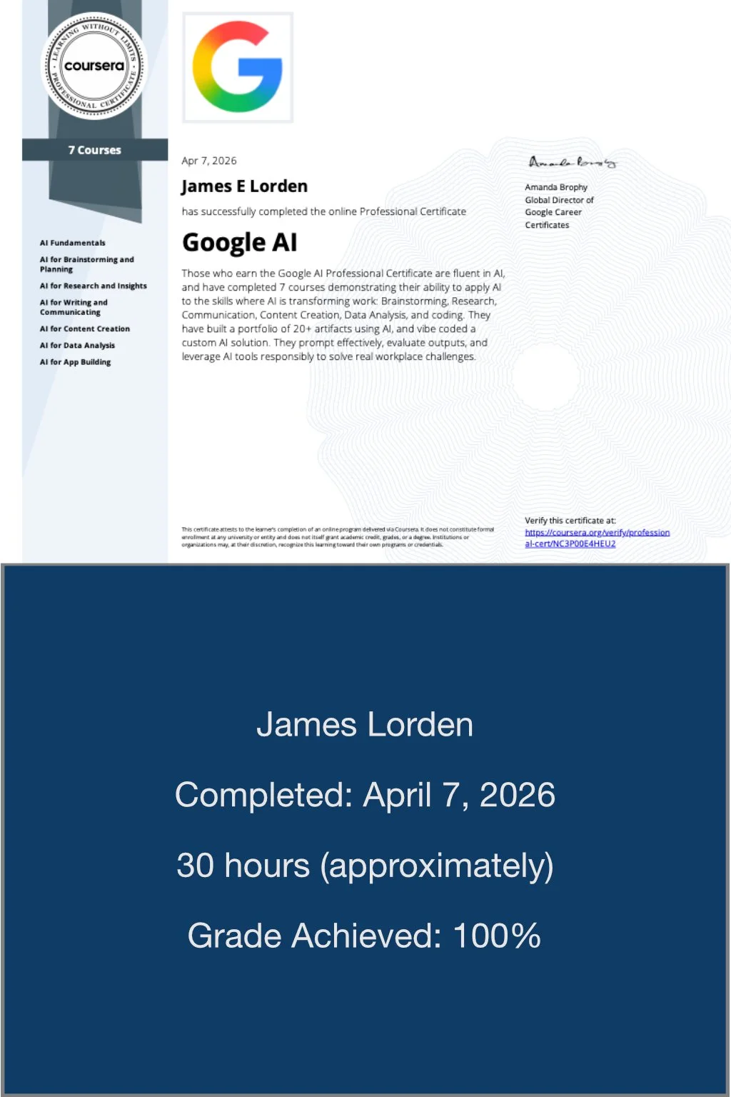Google AI Certification Badge and Details