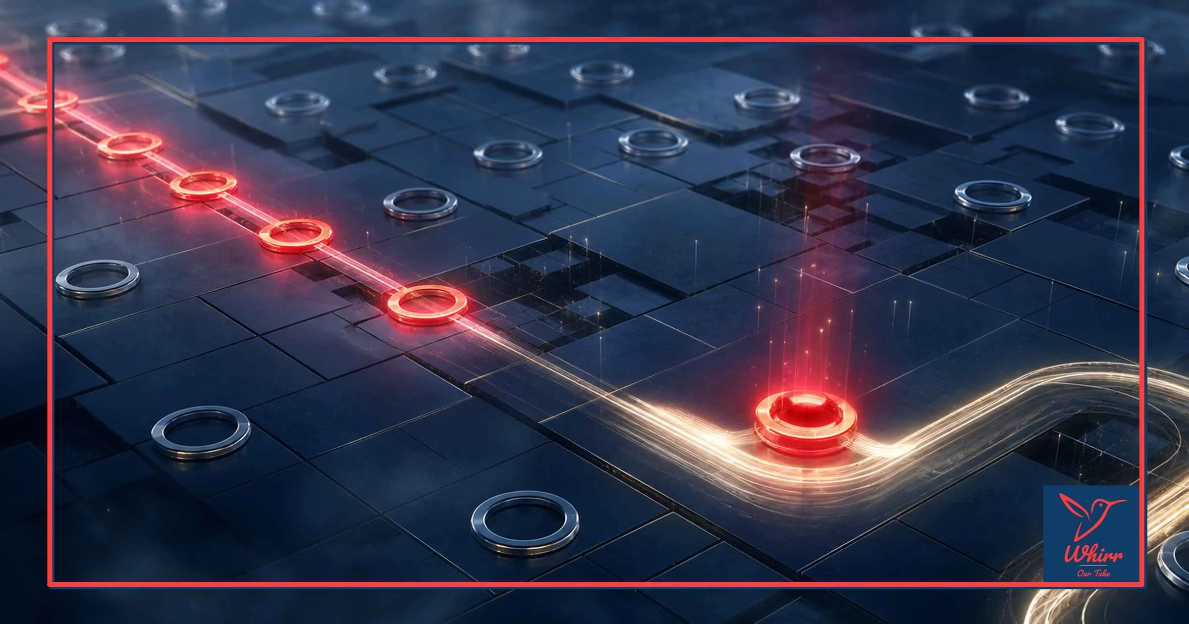 A light passes through rings communicating digital out of home advertising as a viable media channel.