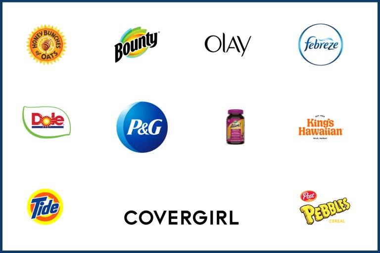 several consumer products brand logos