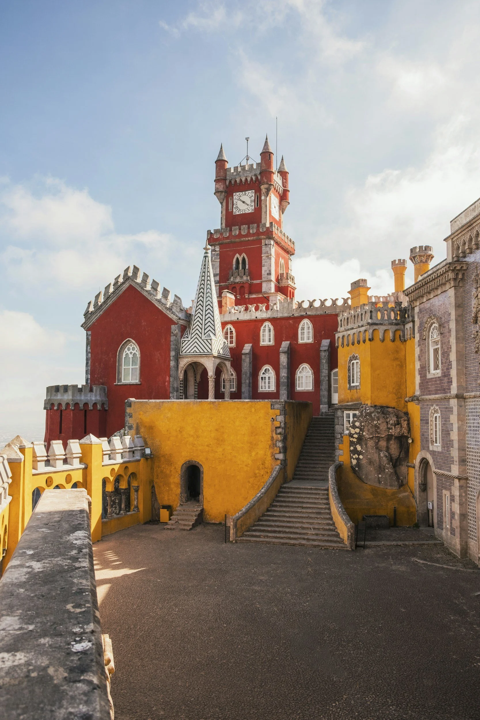 	
Colorful Pena Palace overlooking the hills of Sintra, Portugal