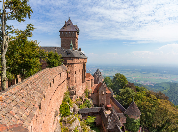 Haut-Koenigsbourg Castle overlooking the Alsace plains in France