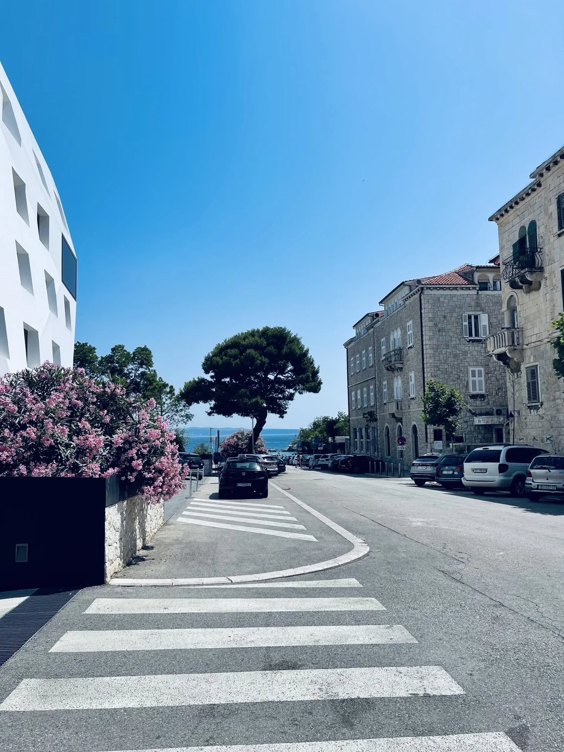 Stone street in Split, Croatia, leading toward the Adriatic waterfront