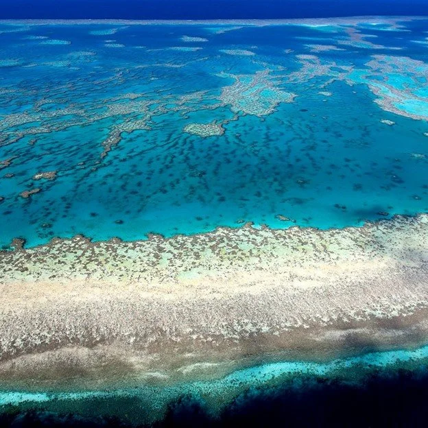 Aerial view of the Great Barrier Reef in Queensland, Australia