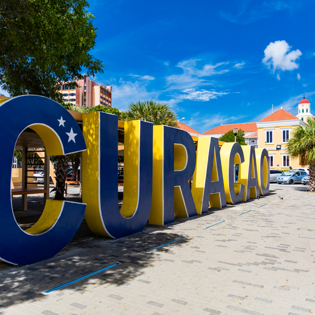 Colorful Curaçao letters sign in Willemstad