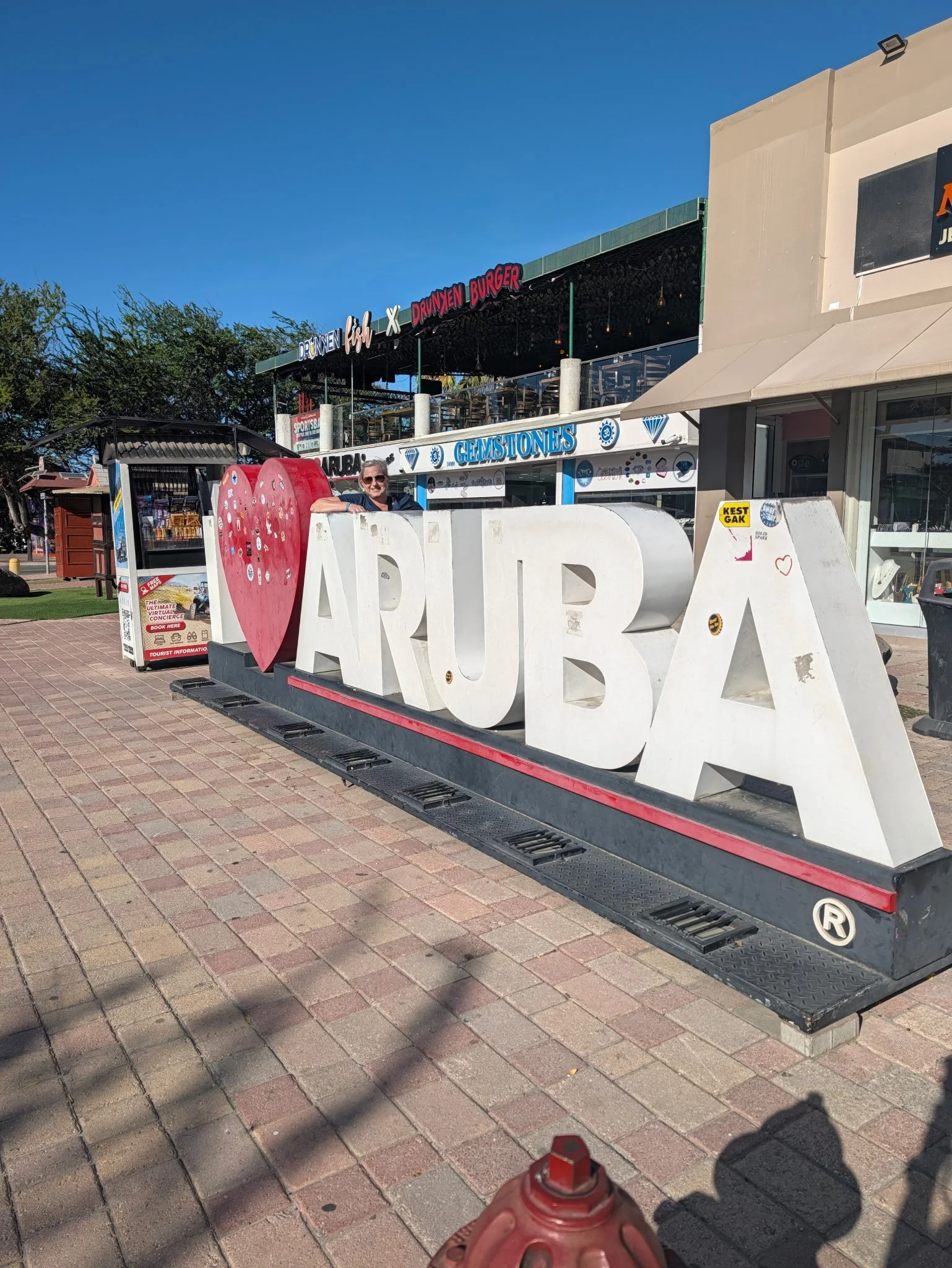 Colorful ARUBA letters sign, a popular photo stop on the island