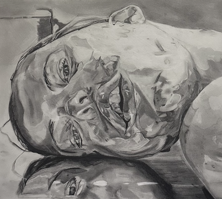 jenny saville master copy, graphite on paper, 2025