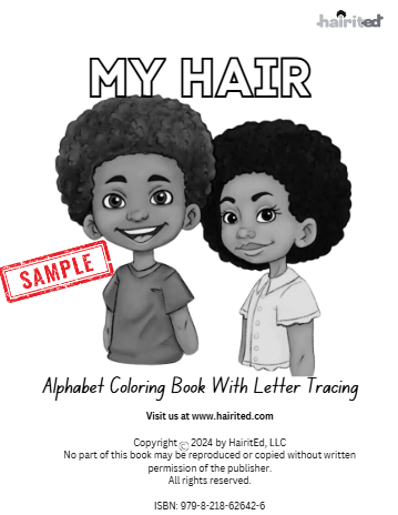 My Hair Alphabet Coloring Book - Mini Digital Sample (12 pages)