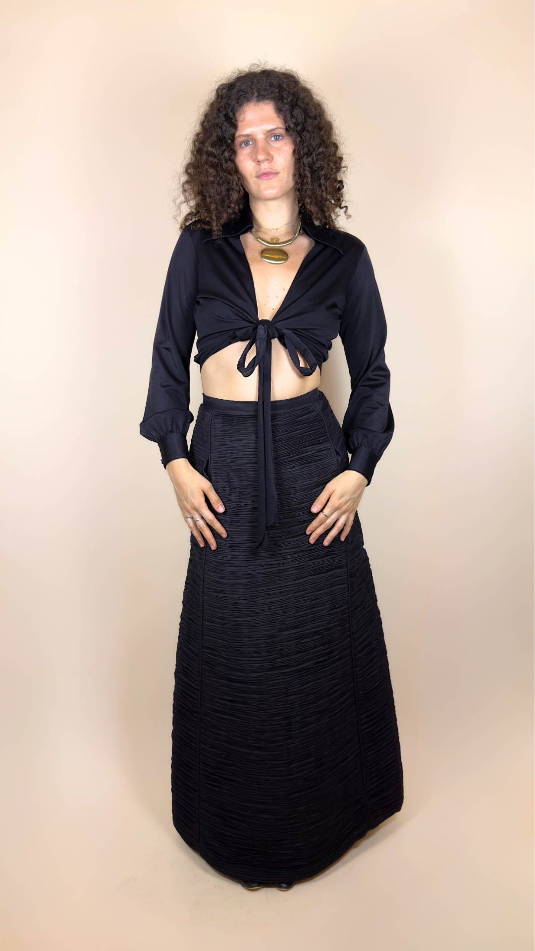 1960s Pleated Silk Evening Skirt