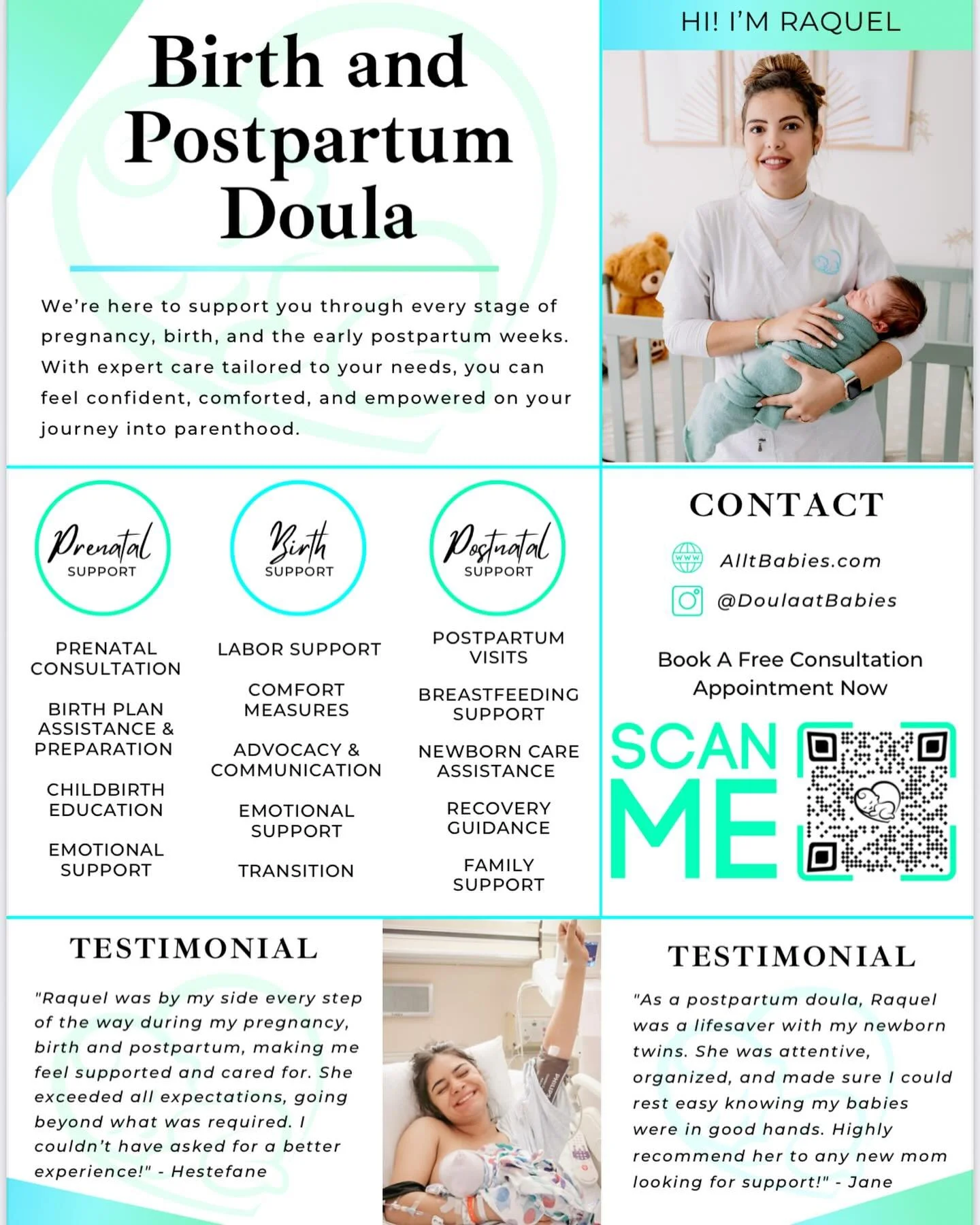 β¨ Birth & Postpartum Doula Support ππ©΅
Whether you’re preparing for your first birth or navigating the fourth trimester, you deserve to feel supported, informed, and empowered.
At ATB (All Things Babies), I walk alongside you through preg