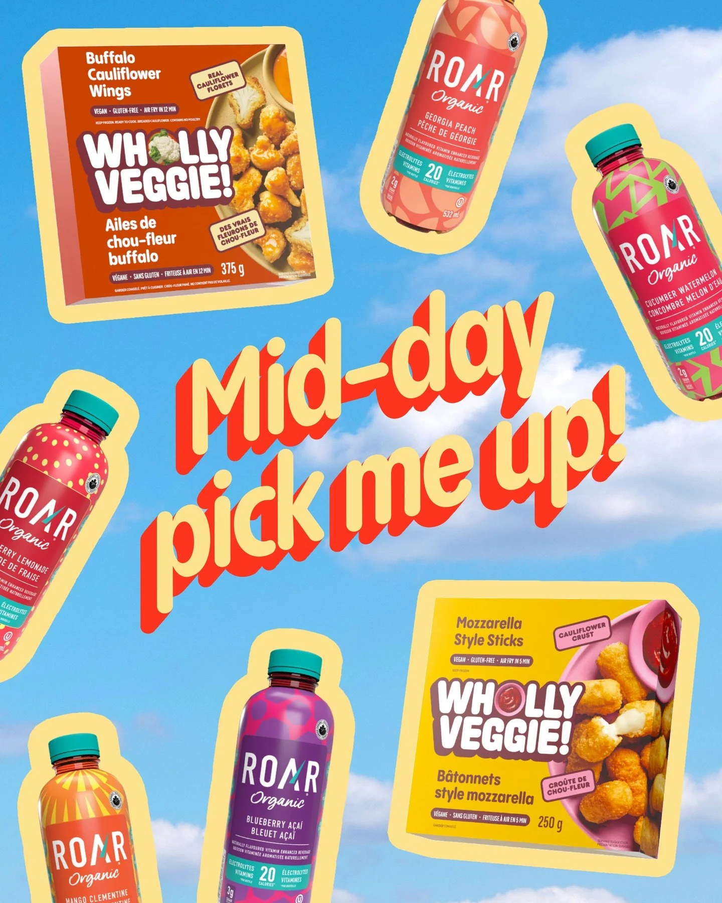 💛✨THE ULTIMATE GIVEAWAY ✨💛⁠
⁠
We&rsquo;ve teamed up with our friends at @roarorganiccanada to bring you the ultimate midday pick-me-up snacking and replenishing hydration combo! Crispy Cauliflower Wings and Mozzarella Style Cheese Sticks paired wit