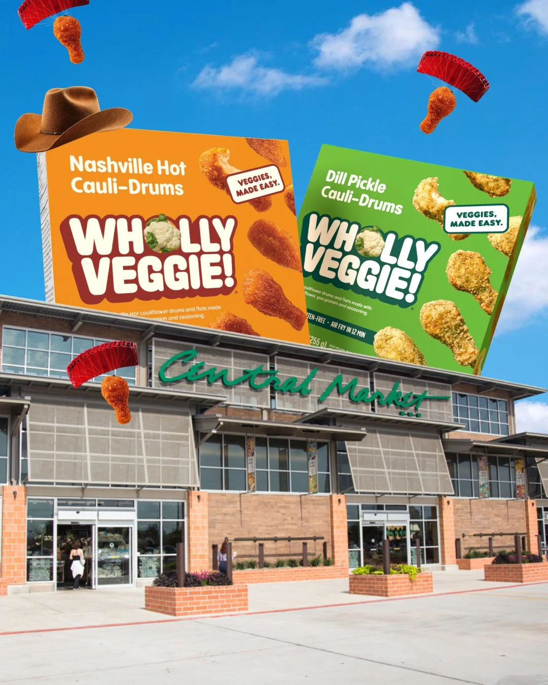Texas, this one's for you! 🤠🇺🇸 Our Nashville Hot and Dill Pickle Cauli-Drums have officially landed at @central_market !⁠
⁠
Crispy, craveable, and packed with bold flavour, these Cauli-Drums are ready for your next snack, appetizer, or game day sp