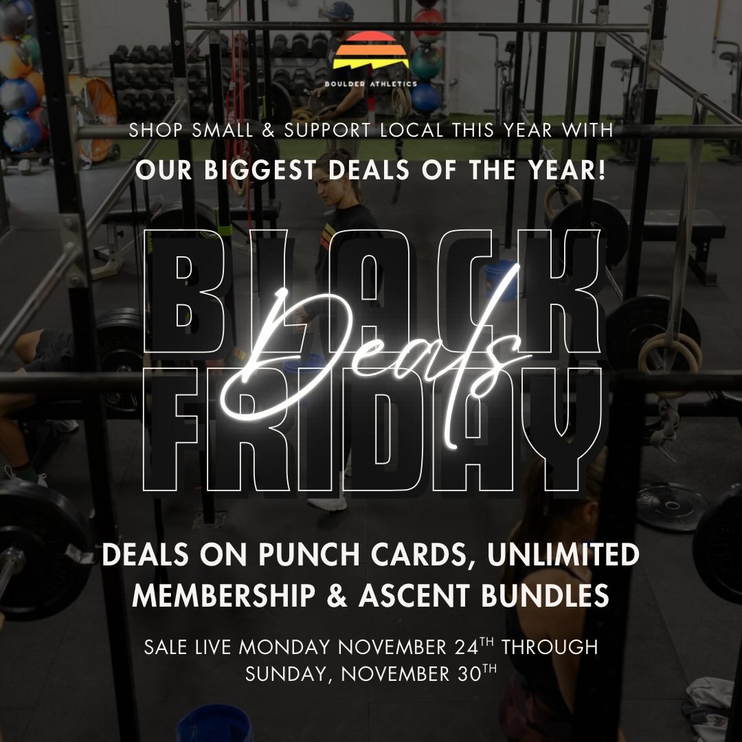 Black Friday at BA starts Monday and the deals are STACKED.

Memberships, punch cards, and Ascent bundles, all discounted for one week only.

Load up on protein, lock in your training, and set the tone going into the holidays.

Your 2026 foundation s
