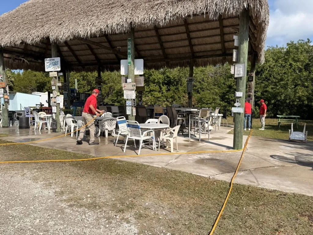 tiki hut bugs, and treating the yard around it with the Williams Pest Control technicians