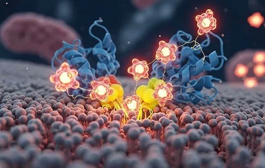 Computer illustration of molecular structures.
