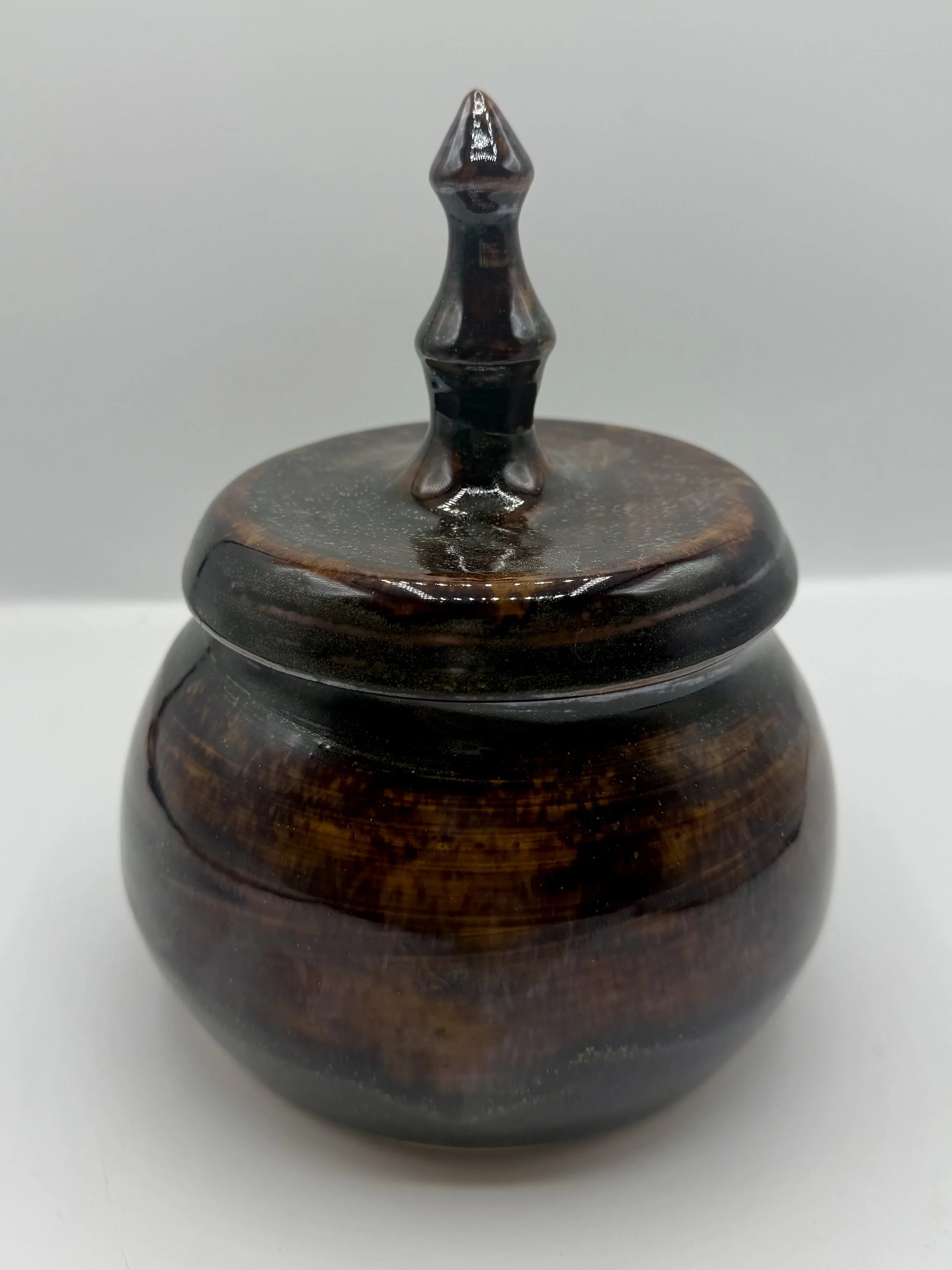 Elegant Lidded Jar with Spiral Knob