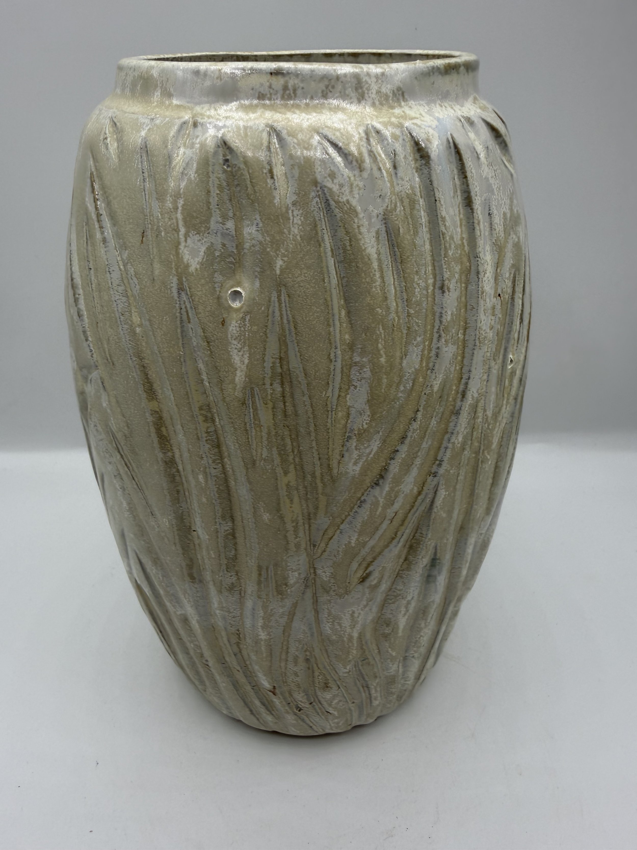 Crystal glazed Hand-Carved Ceramic Vase
