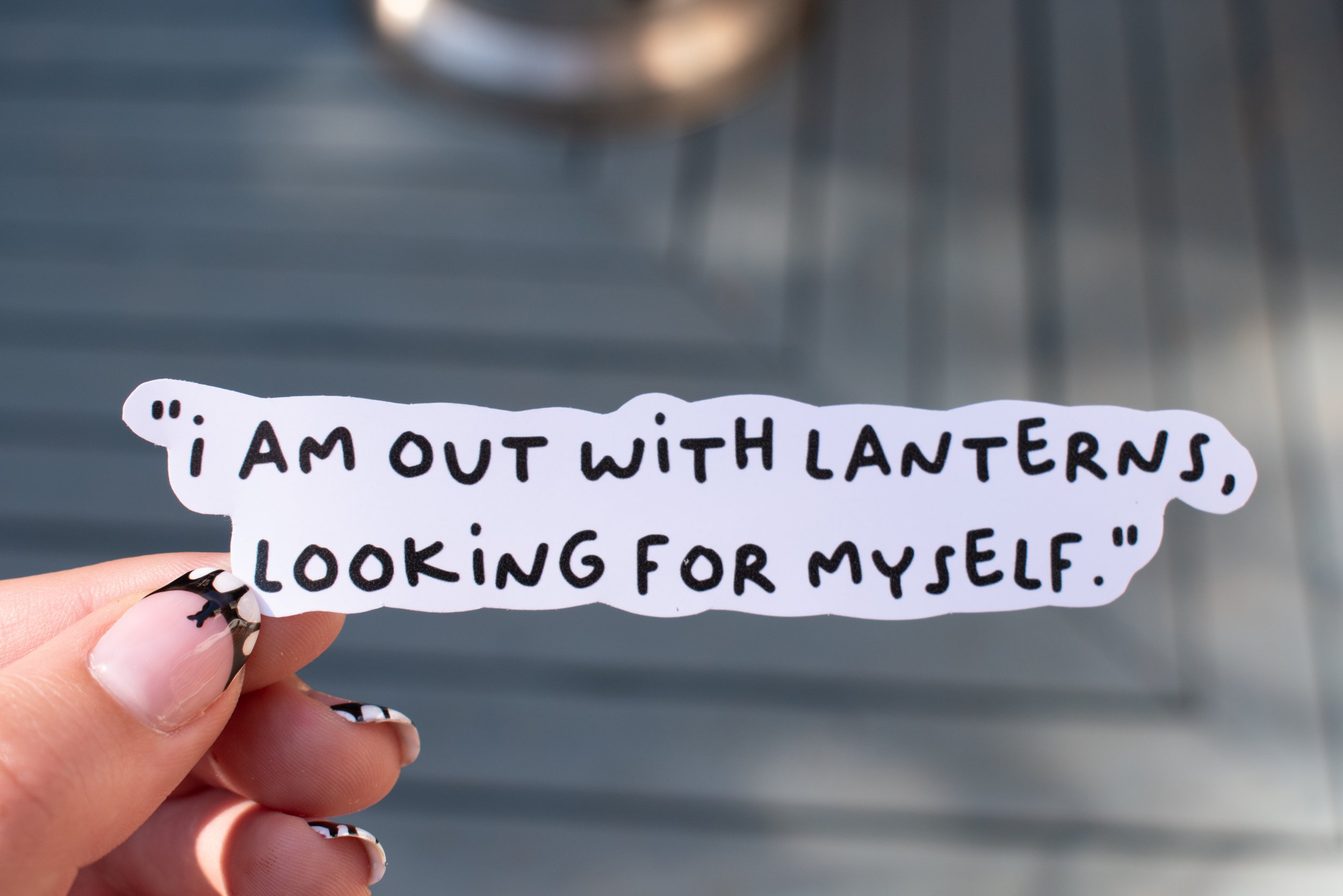 I Am Out With Lanterns, Looking For Myself Sticker (Emily Dickinson)