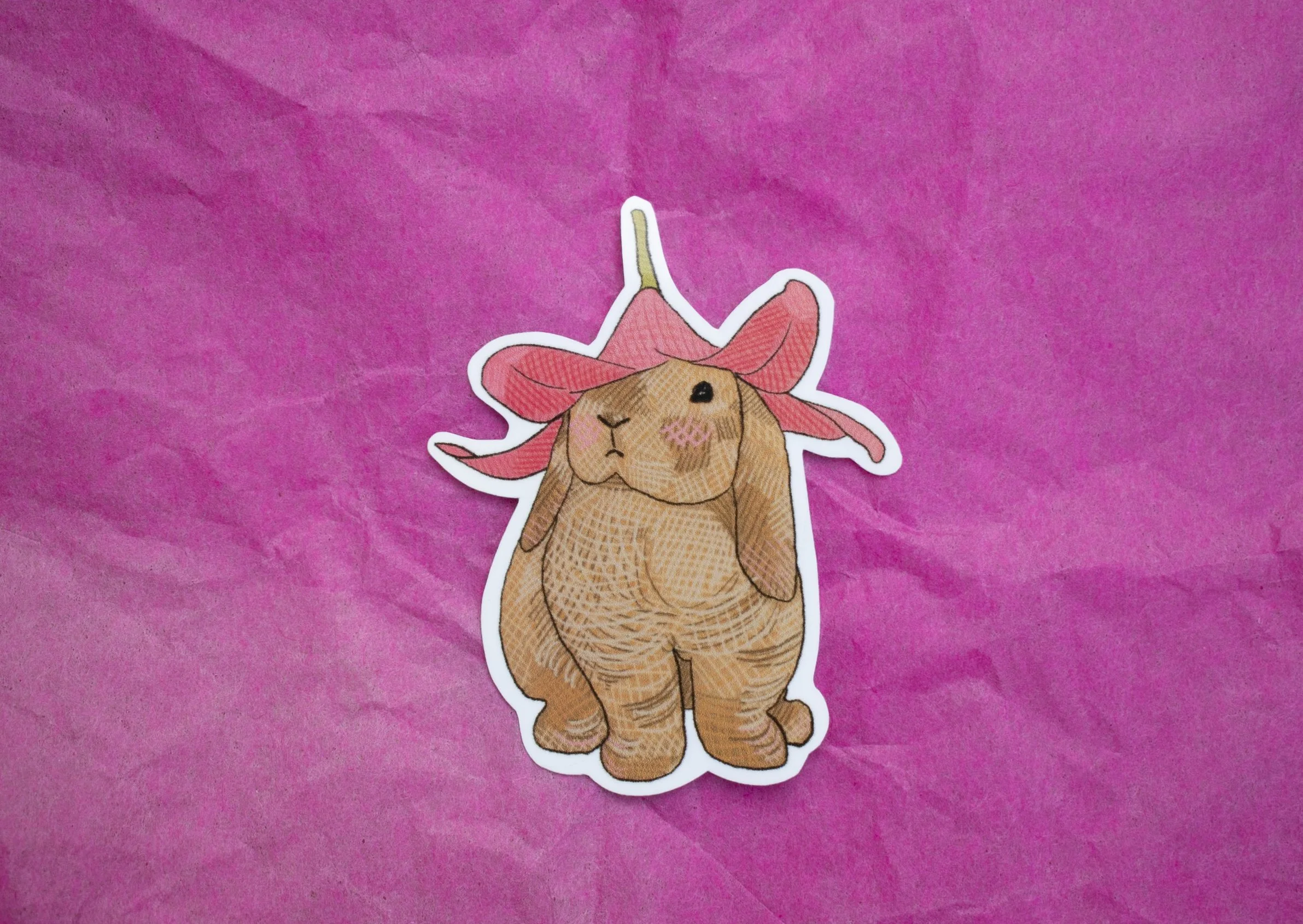 Bunny With Flower Hat Sticker