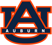 A logo with the text 'AUBURN' beneath the Auburn university emblem.