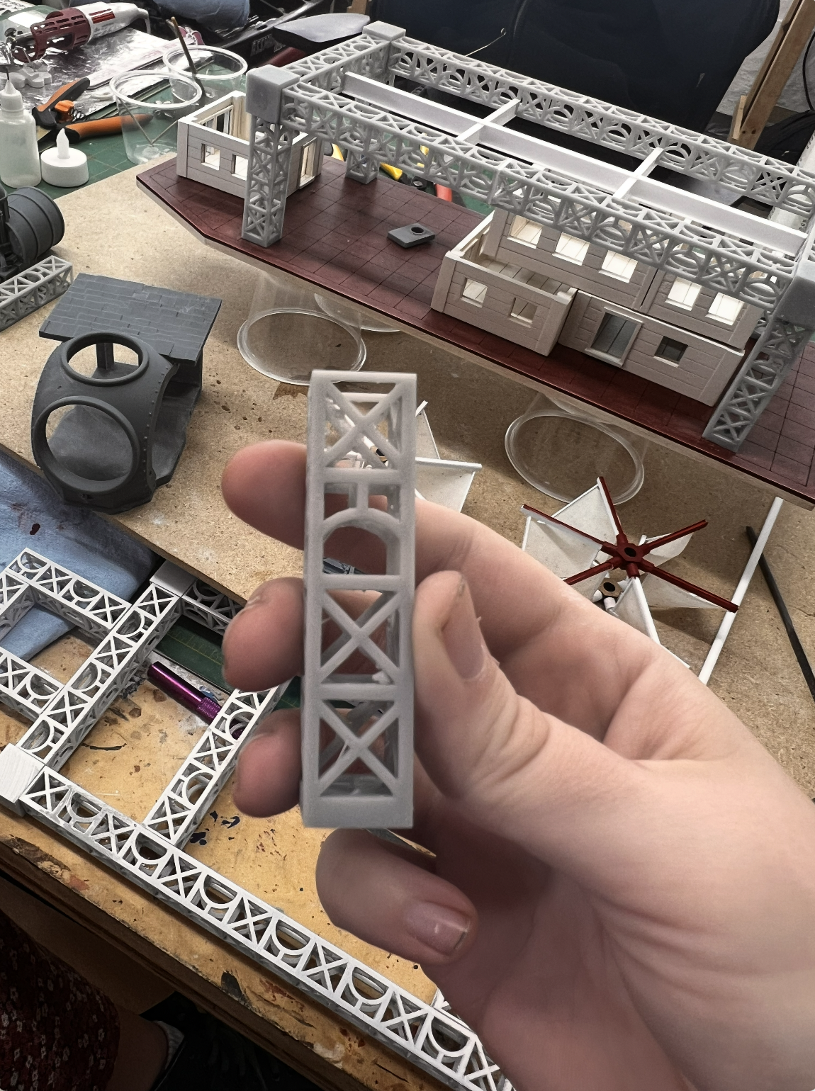 The truss design was printed in resin. Ornamentation design developed by Kelsey Hunter.