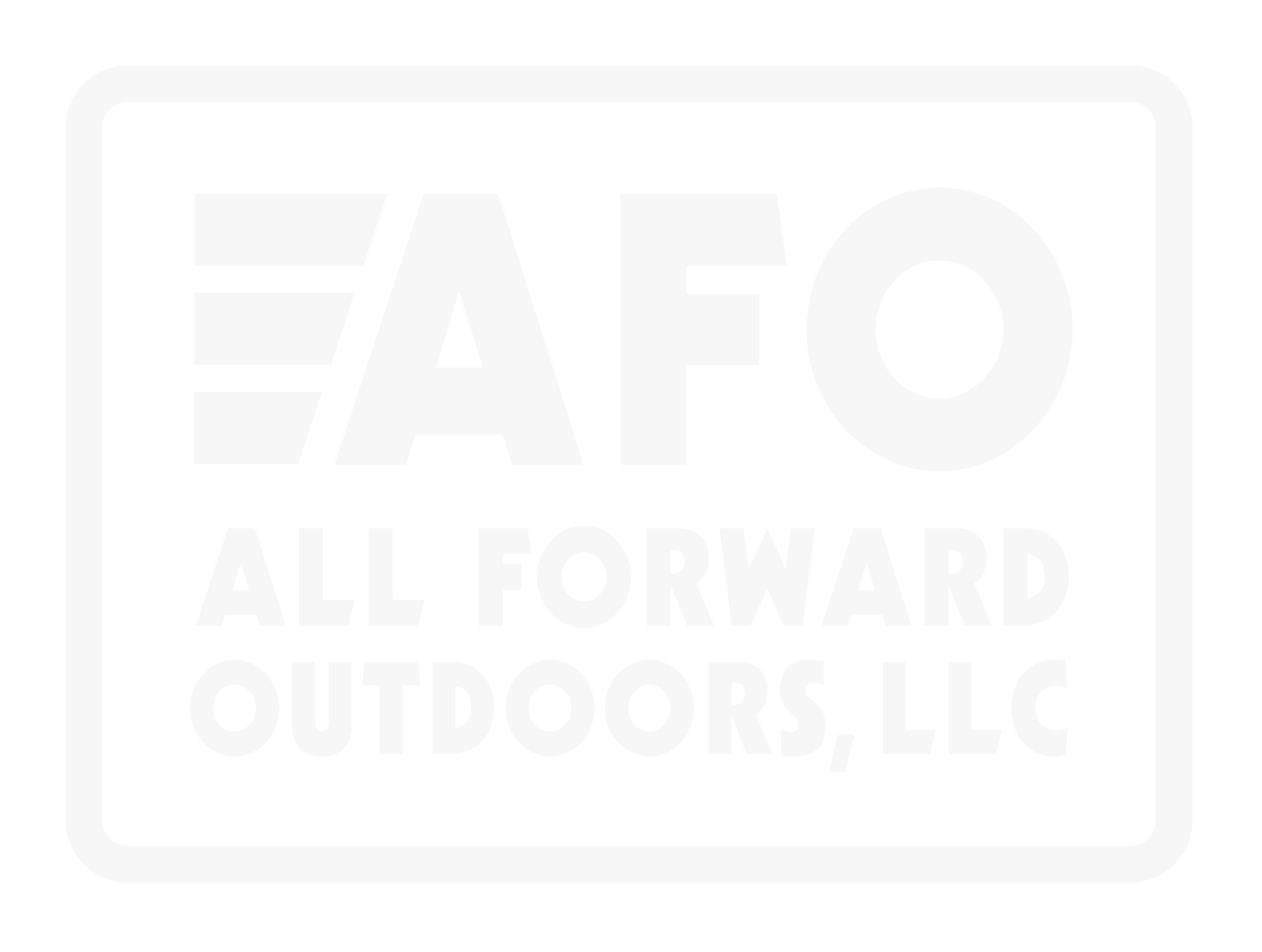 Black and white logo for 'All Forward Outdoors LLC' with stylized text 'EAFQ'
