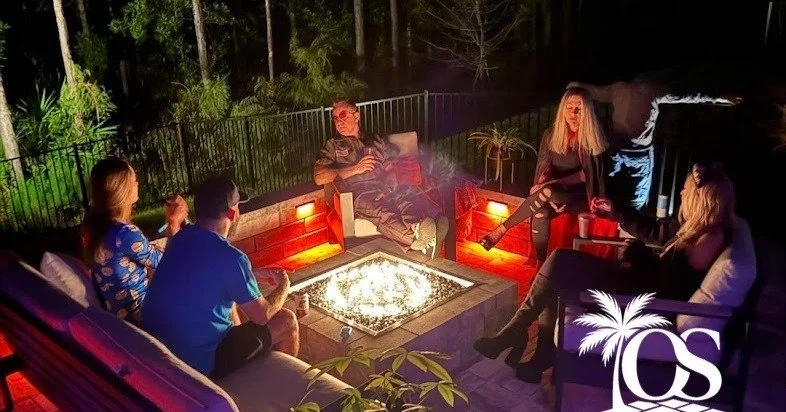 From sloped yard to stunning sanctuary 🌿🔥

In Nocatee, we turned this sloped space into the perfect patio retreat featuring:
✨ Tremron Glacier Pavers
✨ A queen palm beautifully built right into the patio
✨ Custom gas firepit with stainless steel bu