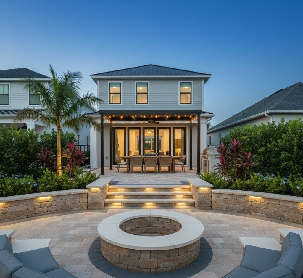 Paver Patio Outdoor Living Space Jacksonville St. Augustine Daytona Northeast Florida Tremron Belgard Brick Pavers Concrete Hardscapes Custom