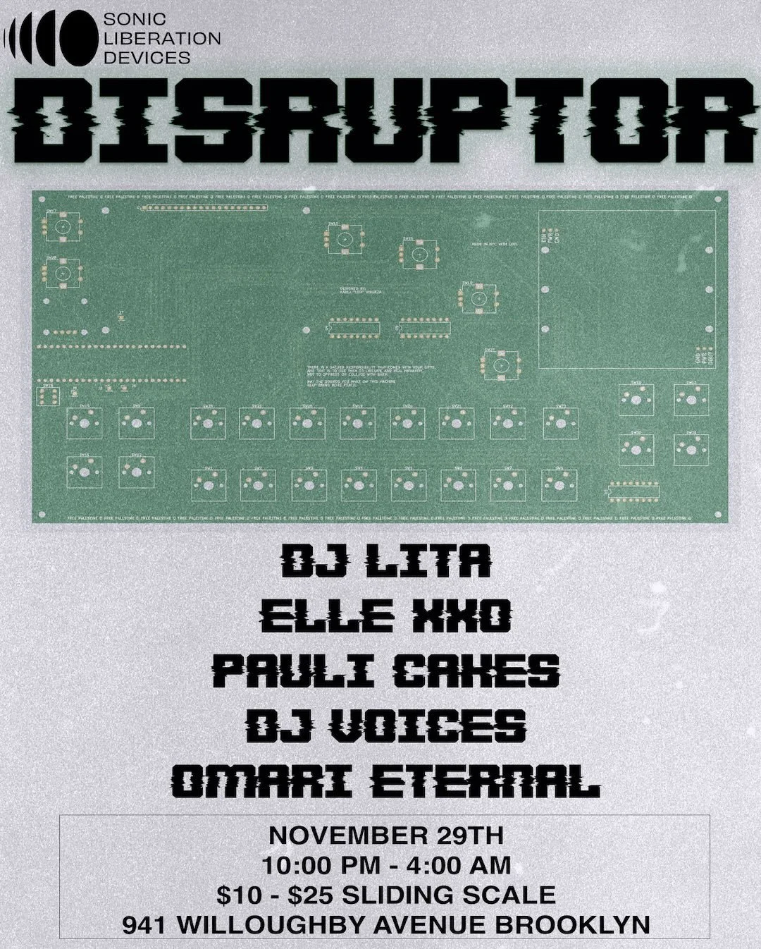 Meet us here tonight. 
941 Willoughby Ave 
10PM - 4am