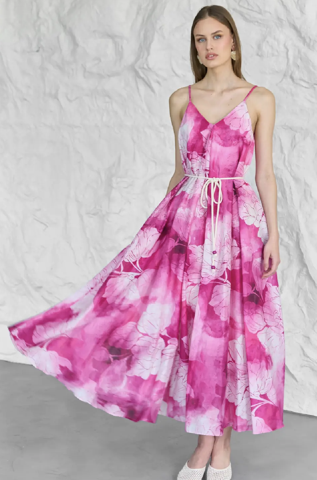 Watercolor Bloom Spaghetti Strap Dress