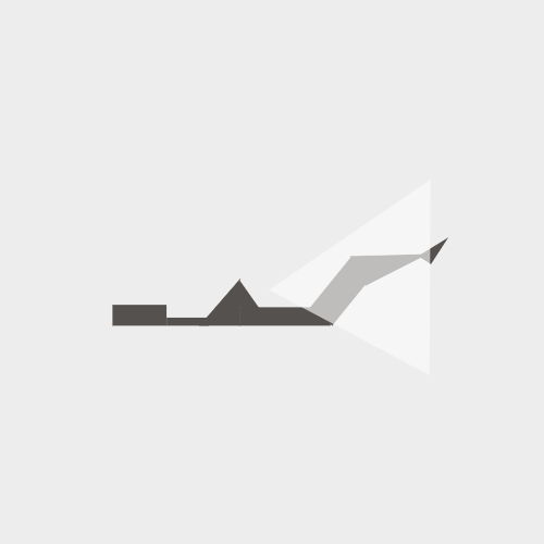 A minimalist abstract illustration resembling a submarine or ship with a periscope or tower, in shades of black, gray, and white, on a light gray background.