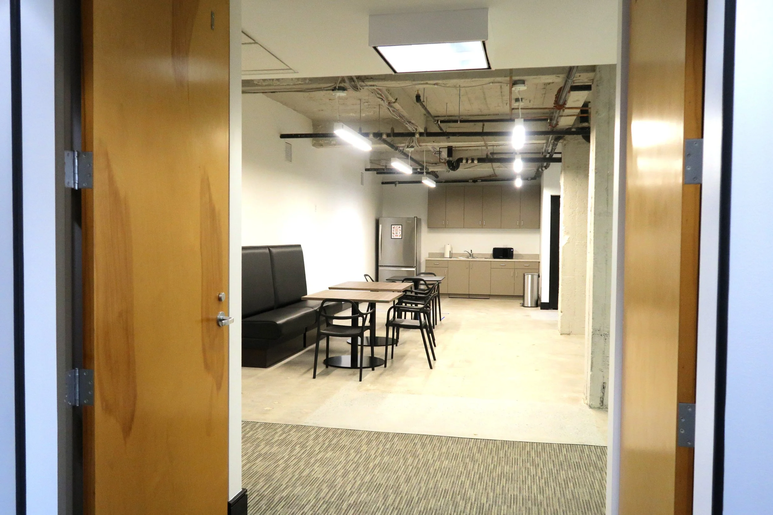 Common area kitchen, view from the elevator