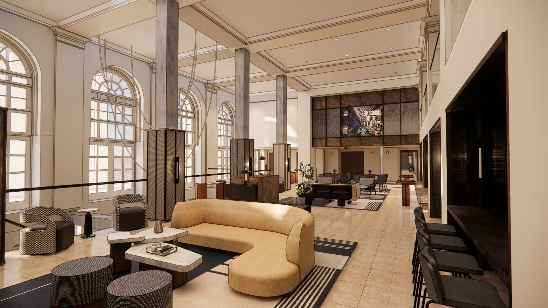 Artistic rendering of new Biltmore Innovation Center lobby