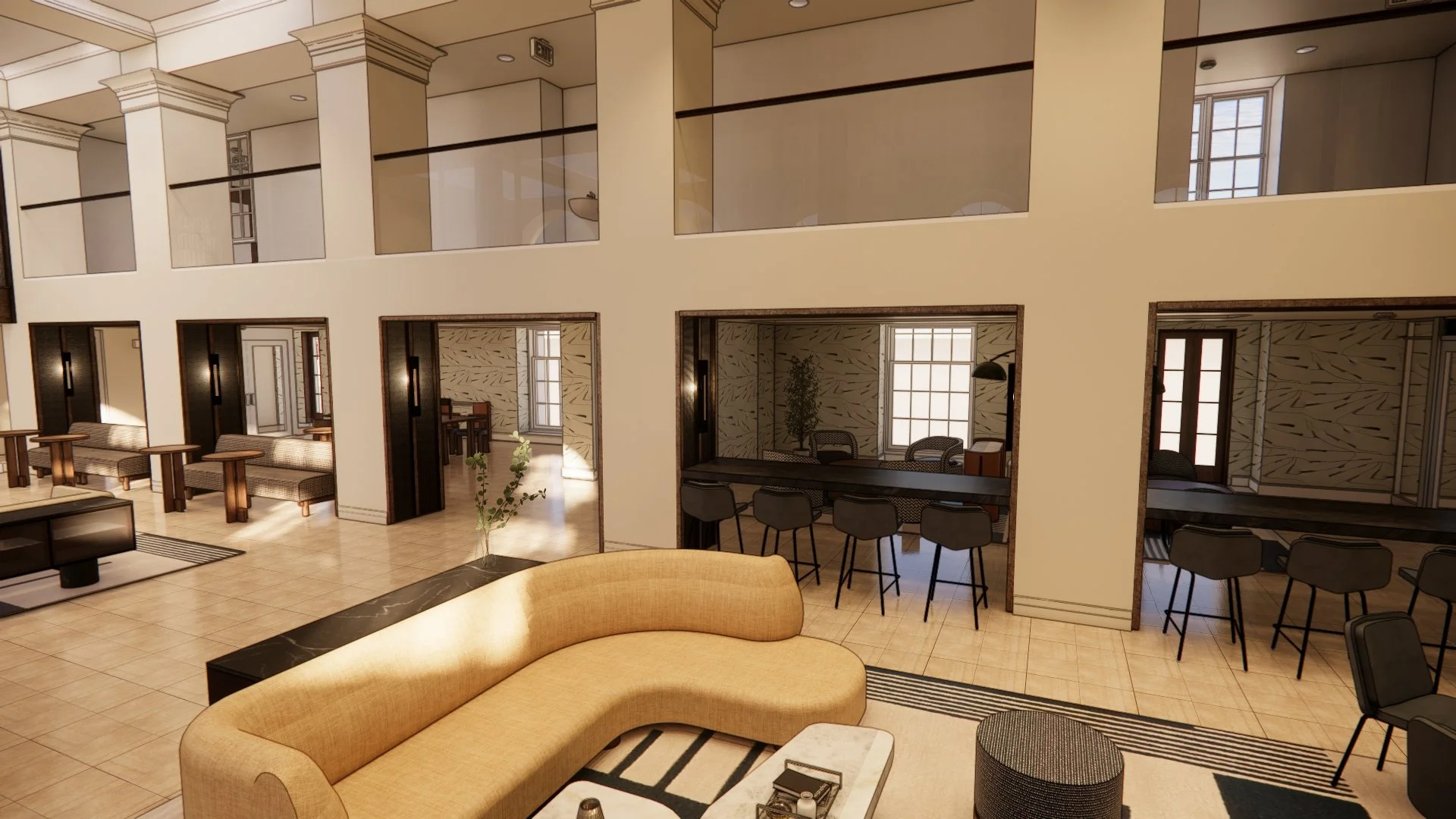 Biltmore Innovation Center artistic rendering of arcade level improvements