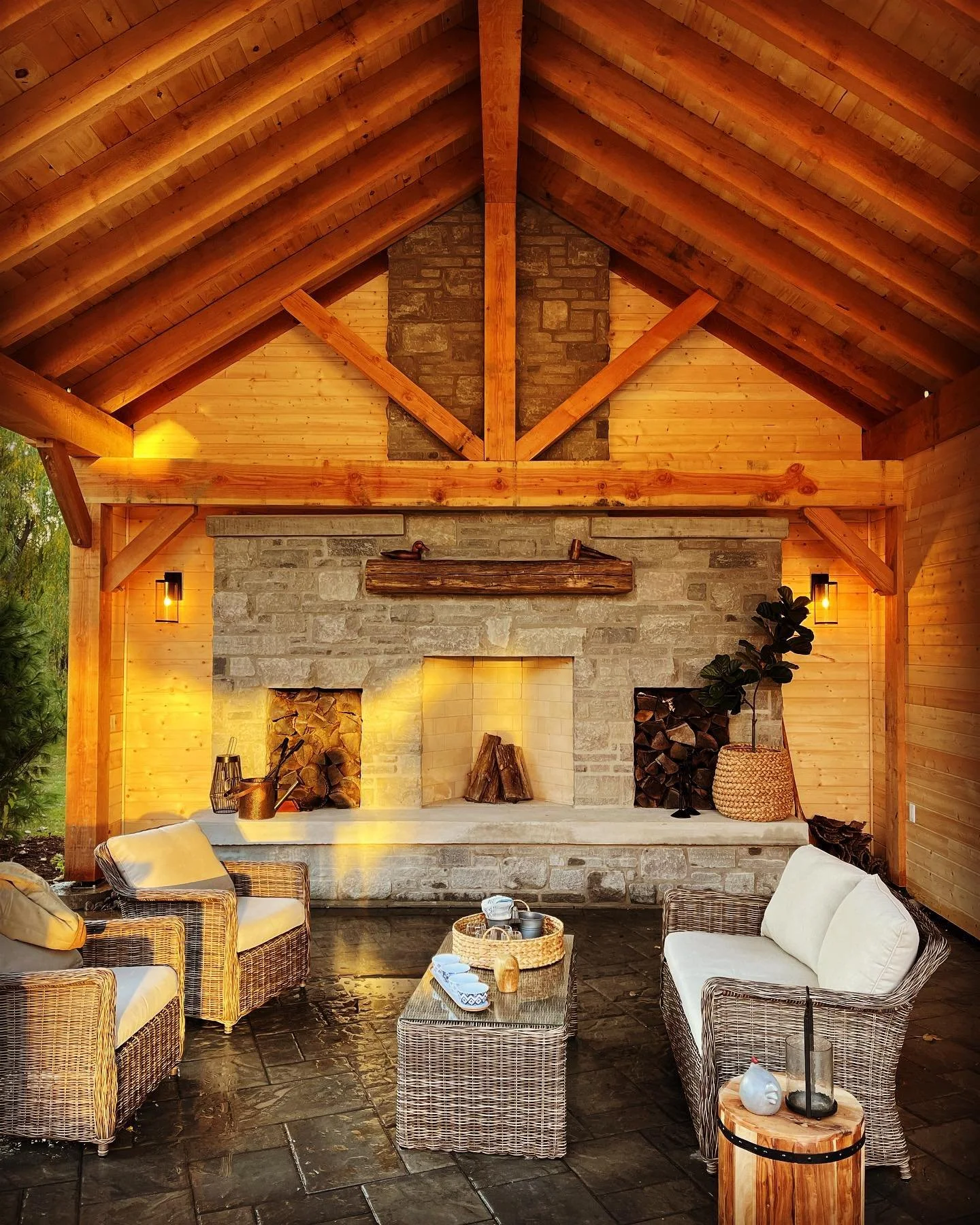 A rumford fire place we completed this year with @ripleycontracting @headwaterslandscaping @algomaconstruction and @ag__design___  really came together to add to this back yard.