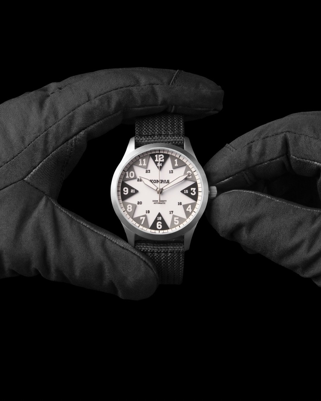 North was built for the climb.

The triangular performance layer rises beneath the dial, creating depth, structure, and instant orientation at a glance. Every five minute marker engineered for speed of reading when the pressure is on and the terrain 