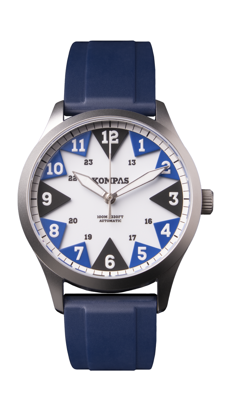 KOMPAS South otomatik field saat, Mavi kauçuk kayış
