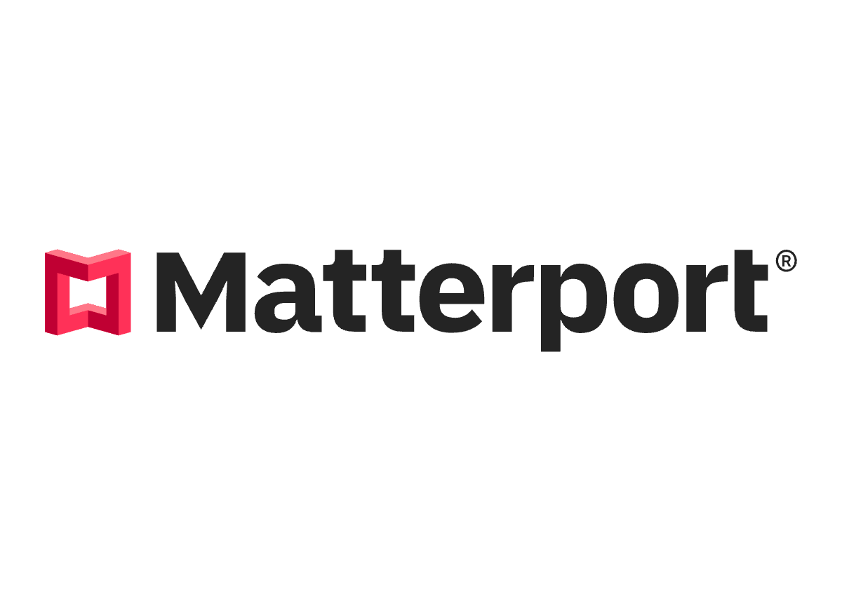 Matterport logo with a red 3D-style letter "M" and black text.