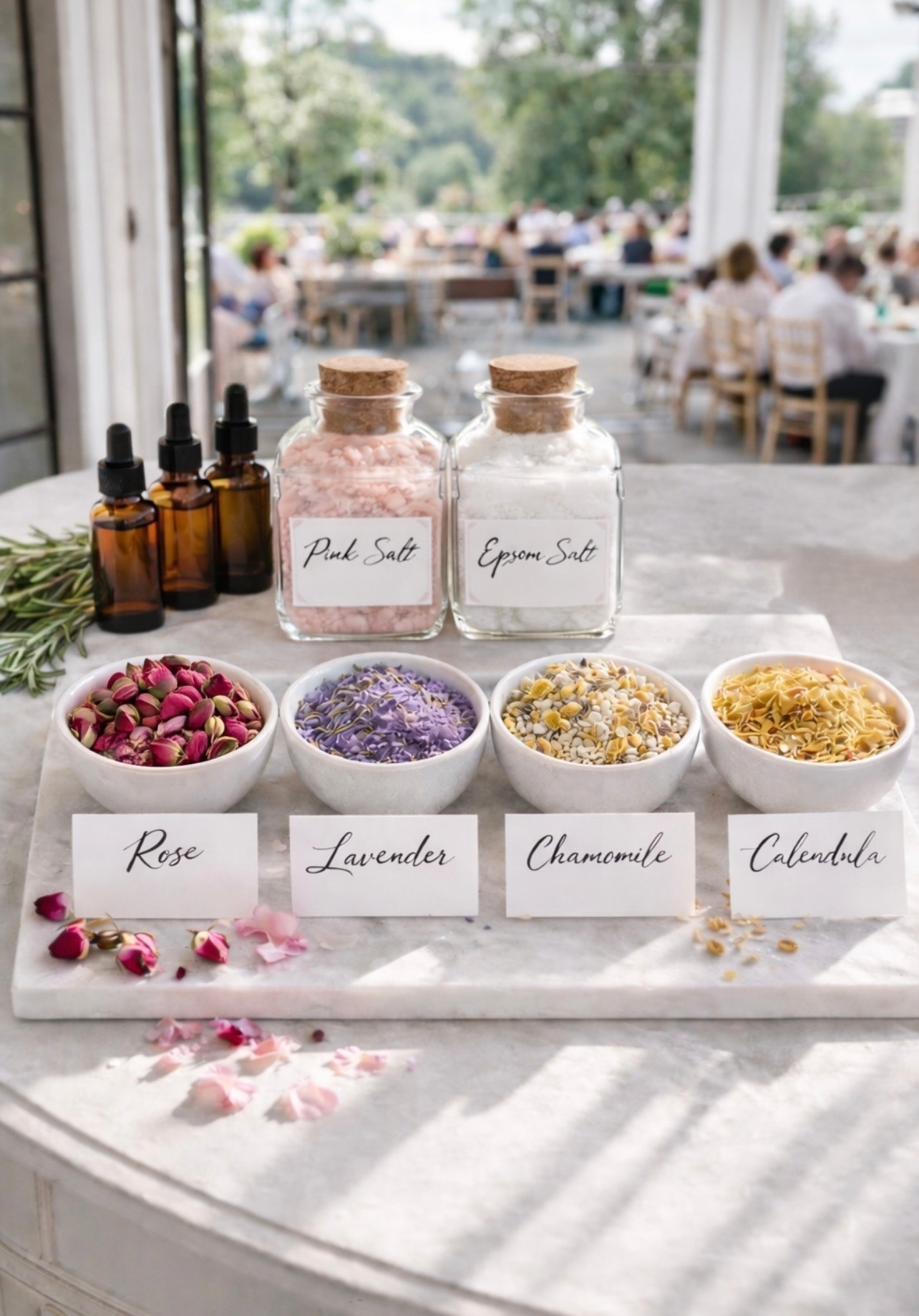 Luxury bath salt bar by Blush & Bliss by Mya for birthday parties, Sweet Sixteens, and Bat Mitzvahs in Chicago and the North Shore suburbs.