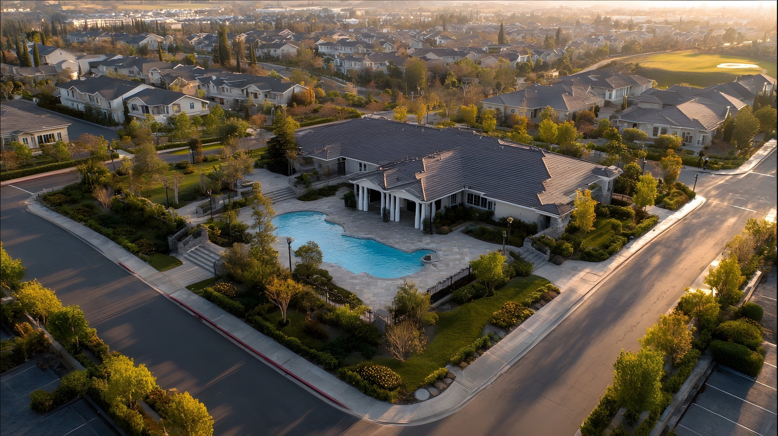 Community pool and clubhouse maintained through homeowners association assessments