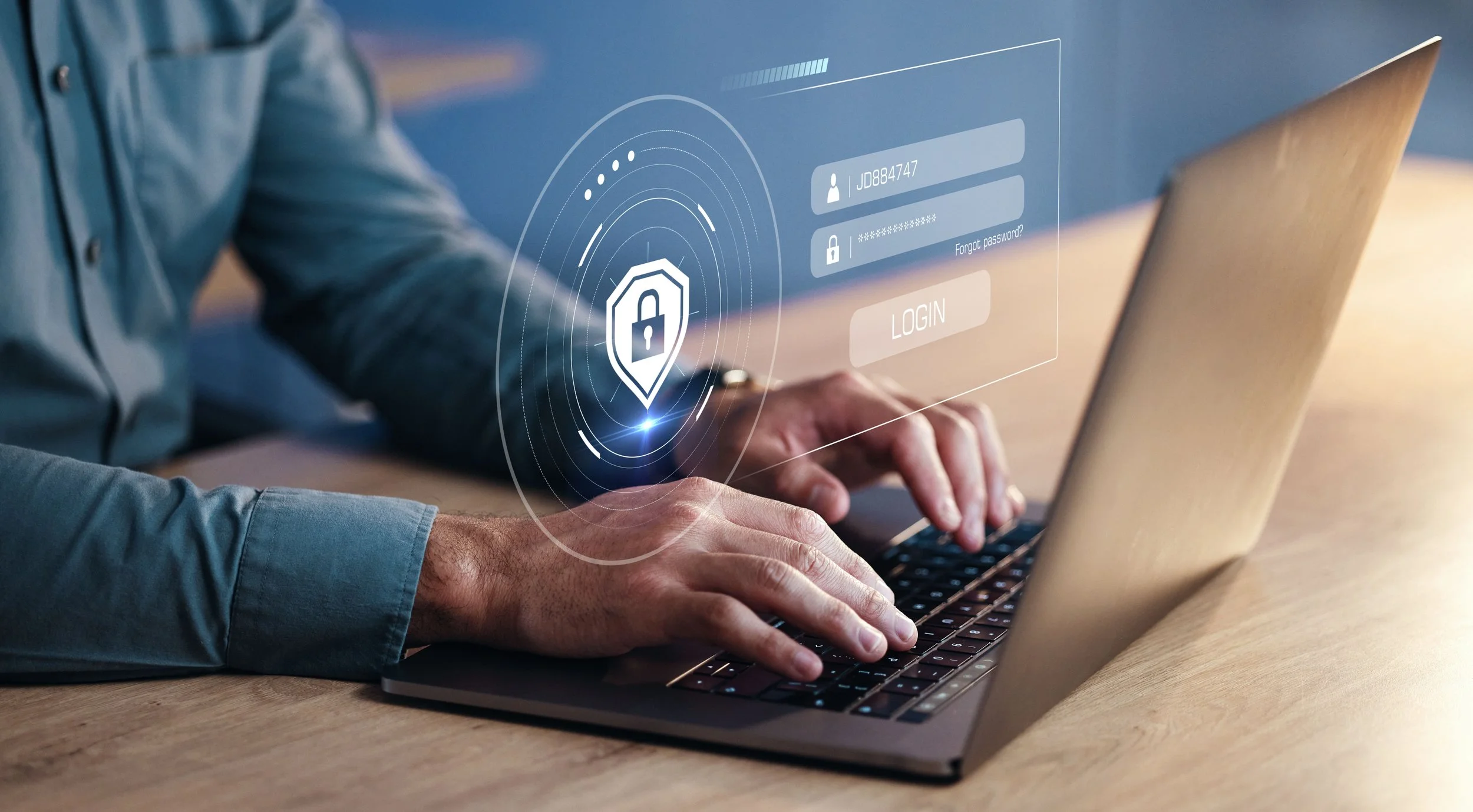Laptop displaying cybersecurity protection representing cyber liability insurance for small businesses