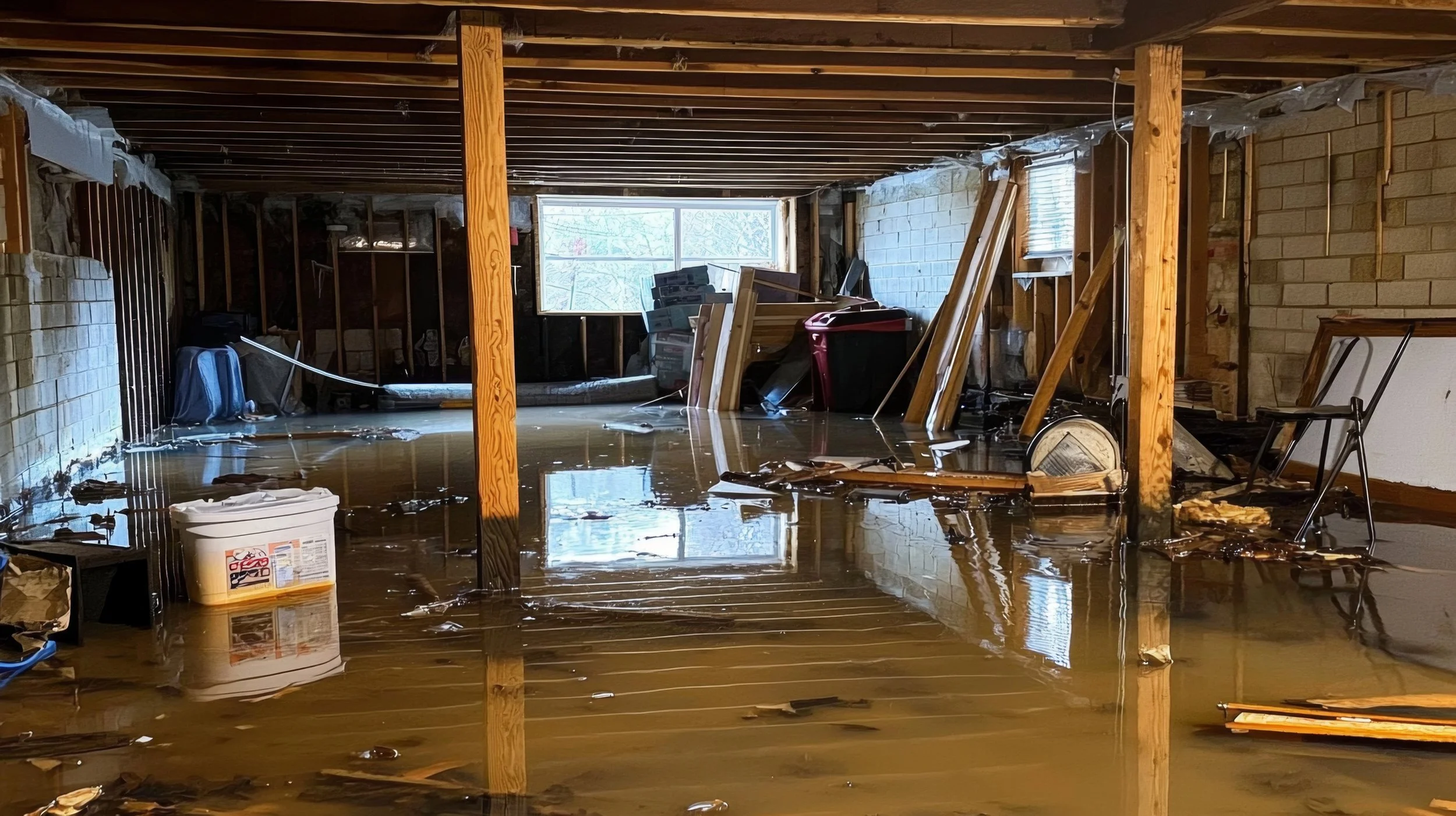 Floodwater surrounding a home, a type of damage that requires separate flood insurance.