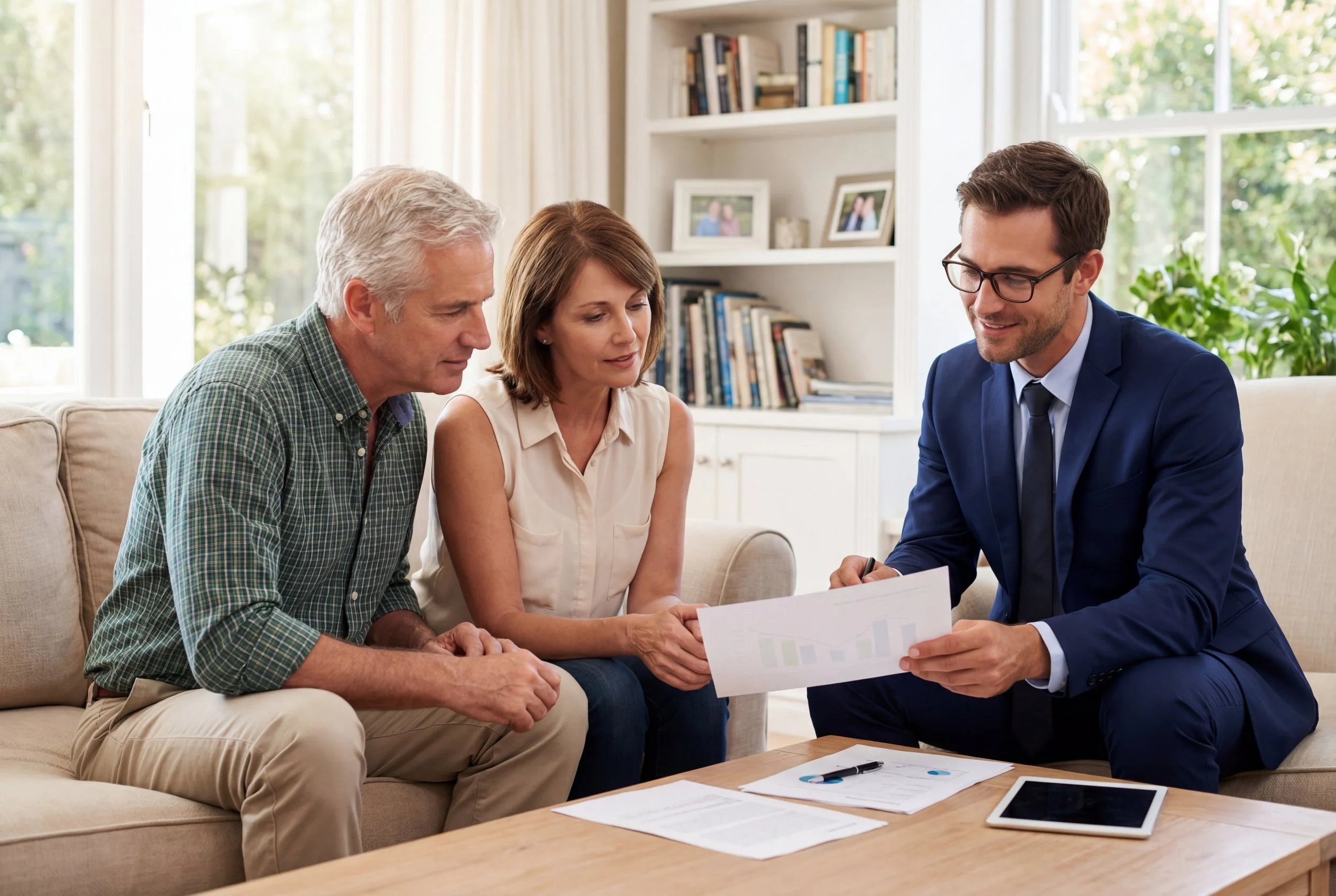 Couple meeting with a local insurance agent