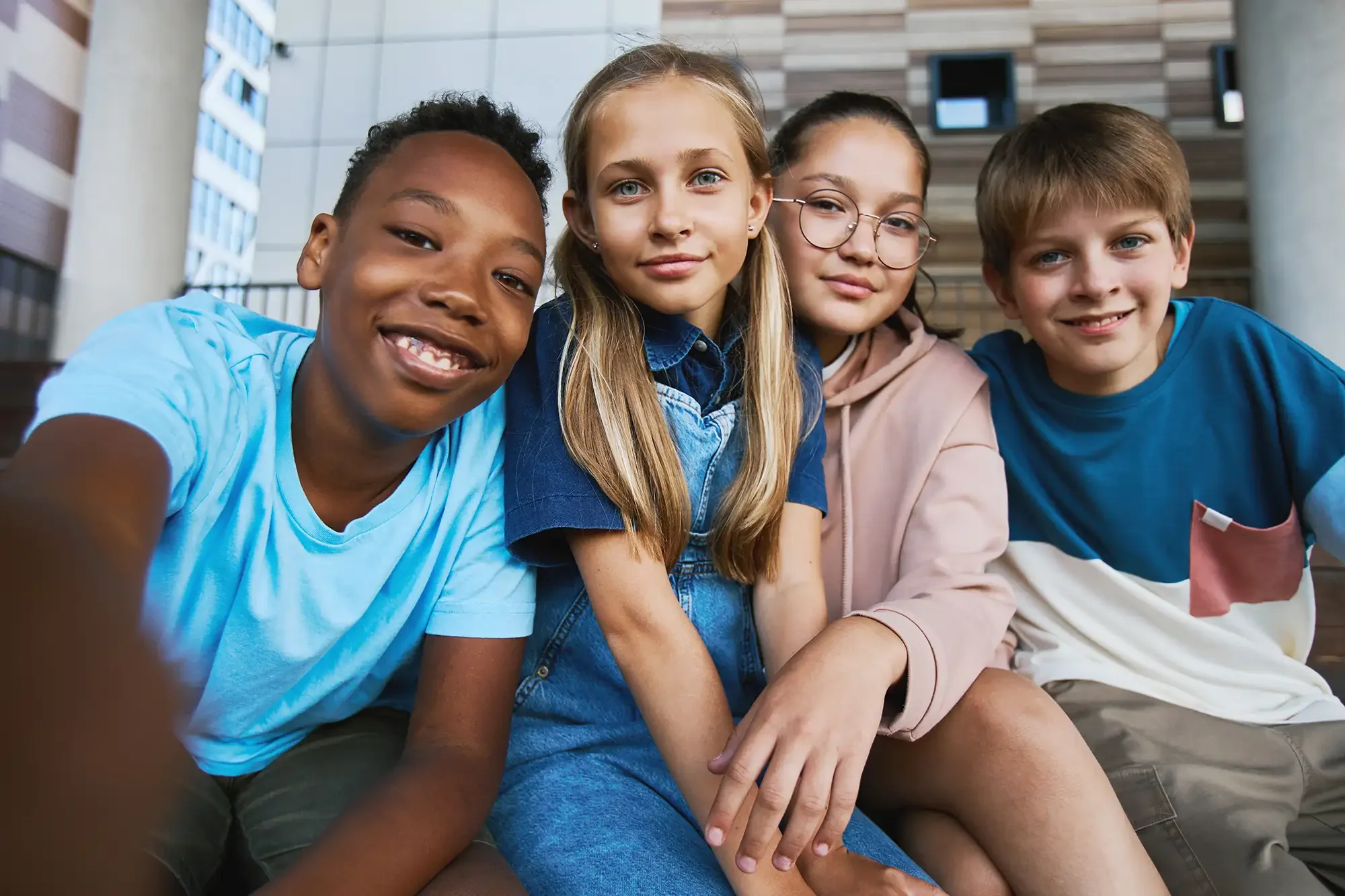 group youthful intercultural friends