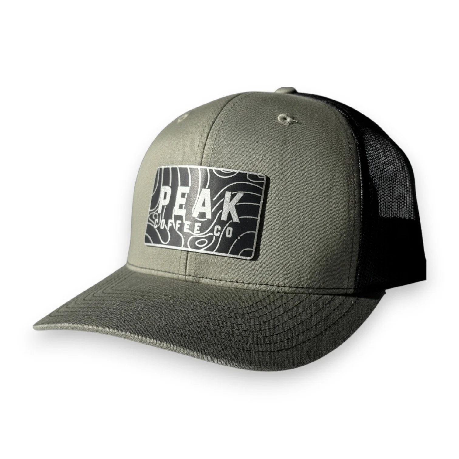 Curved Trucker Topo Patch -Black/Green
