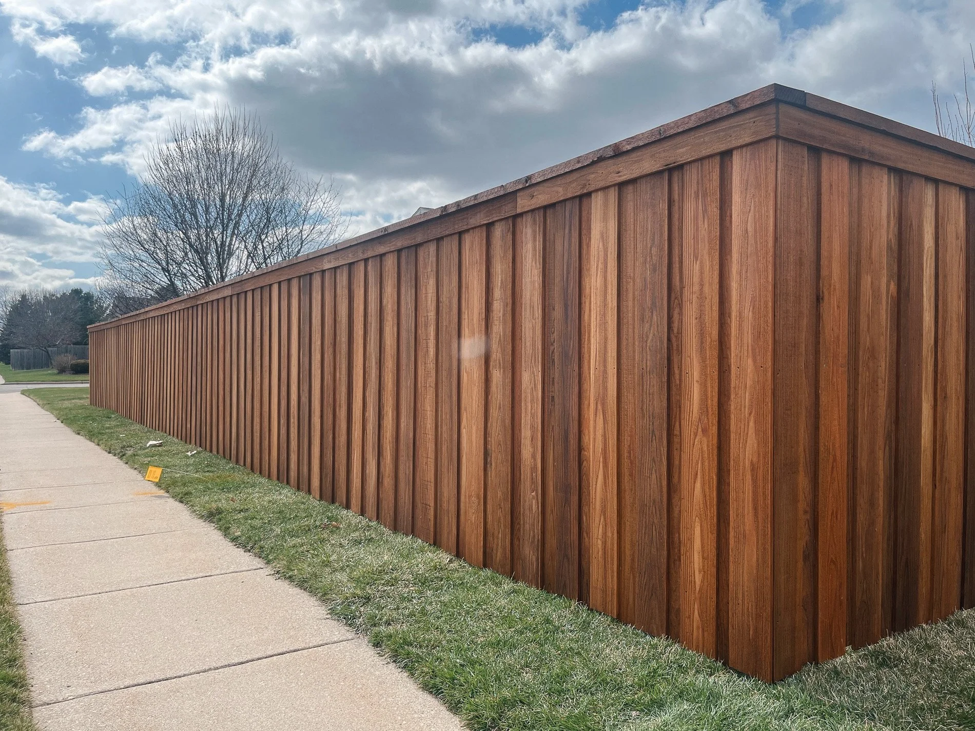 6-Foot-Pecan-Pre-Stained-Board-On-Board-Cedar-Fence-With-Cap-And-Trim-In-Belleville-Wisconsin-1.JPEG