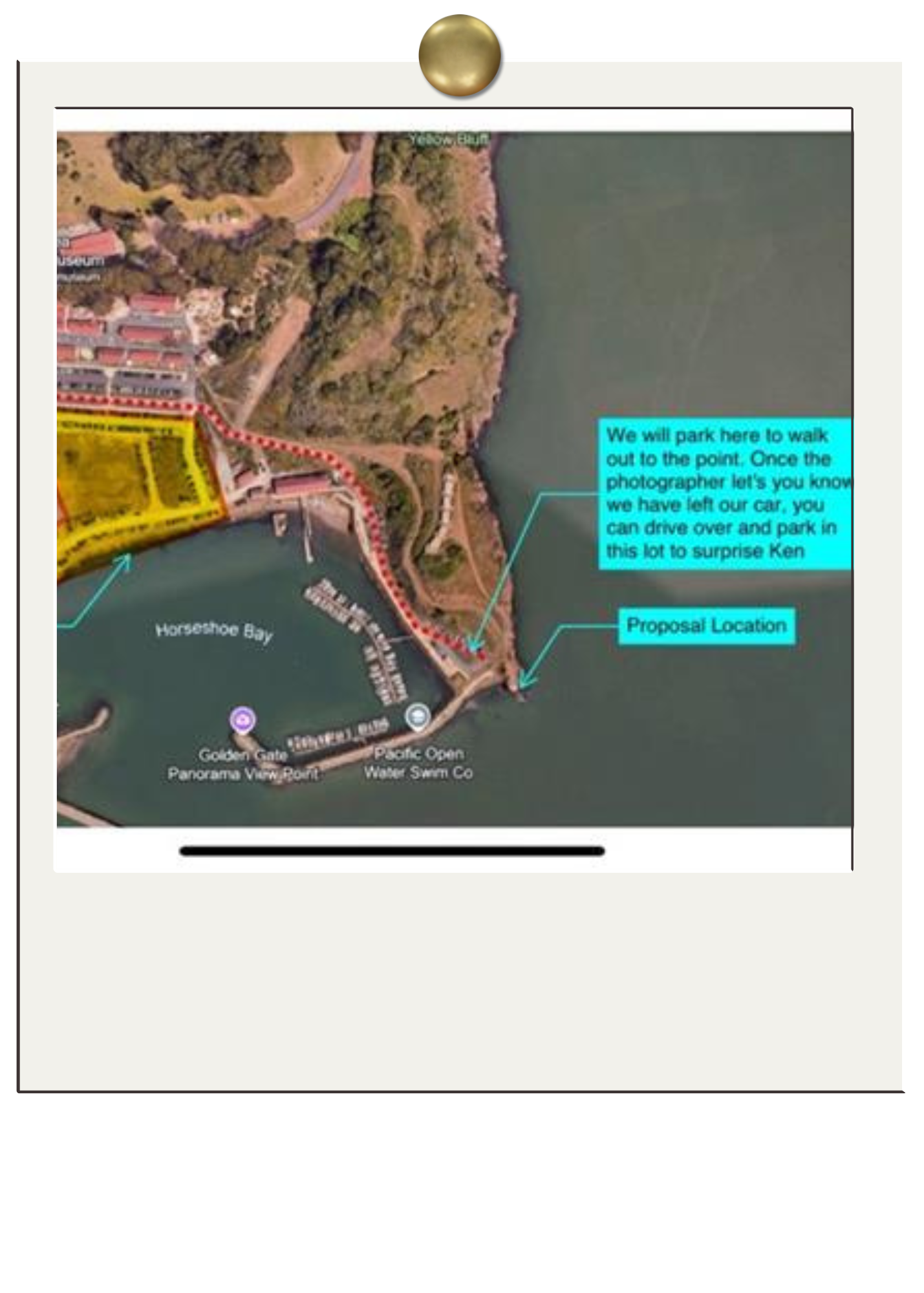 Little did Ken know, Nick had given their friends & family this very detailed map to meet them at the proposal site! No one was going to get lost on Nick's watch lol