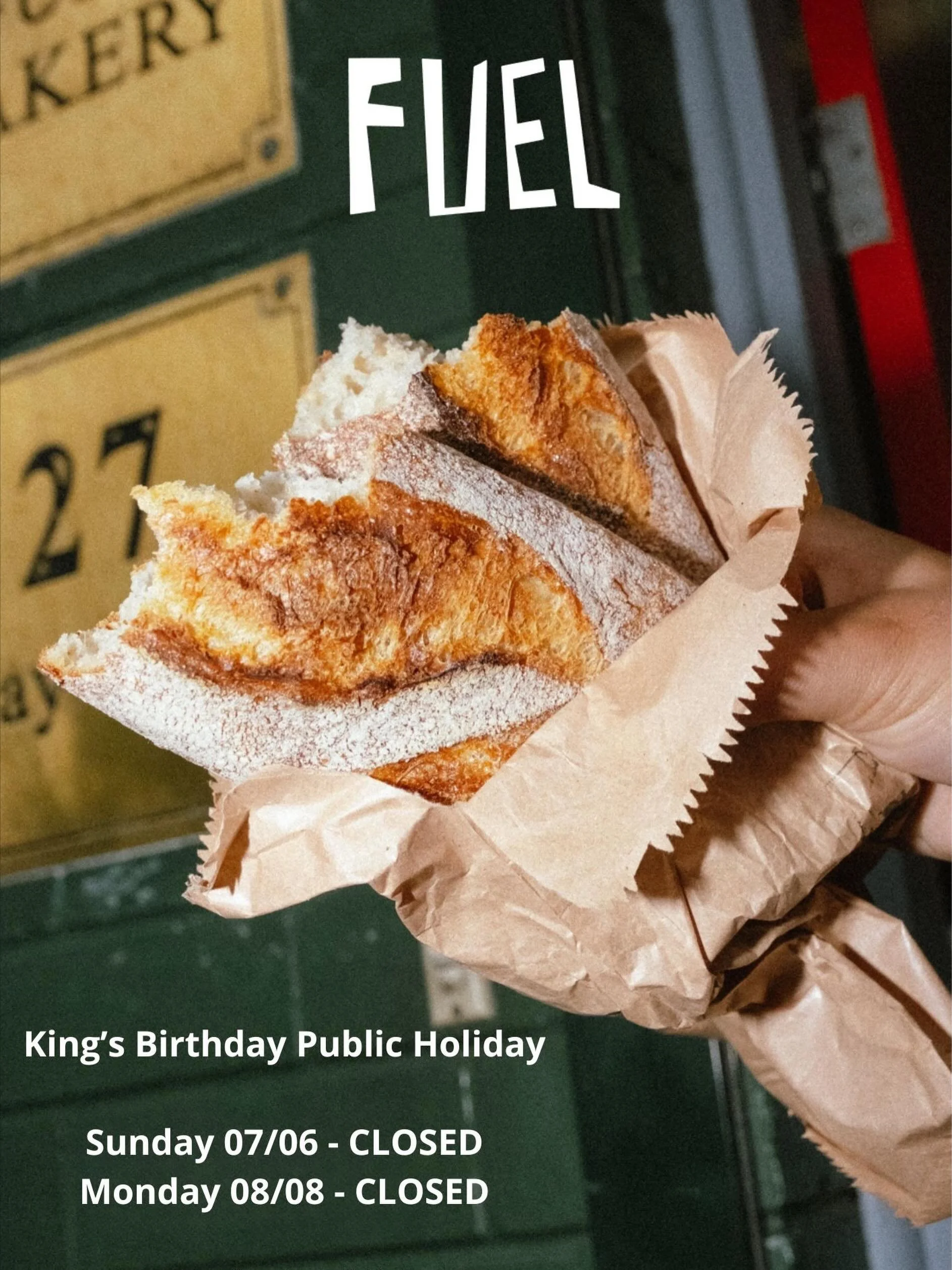 Pre-order your bread now! Closed Sunday and Monday but looking forward to seeing you all on Tuesday!