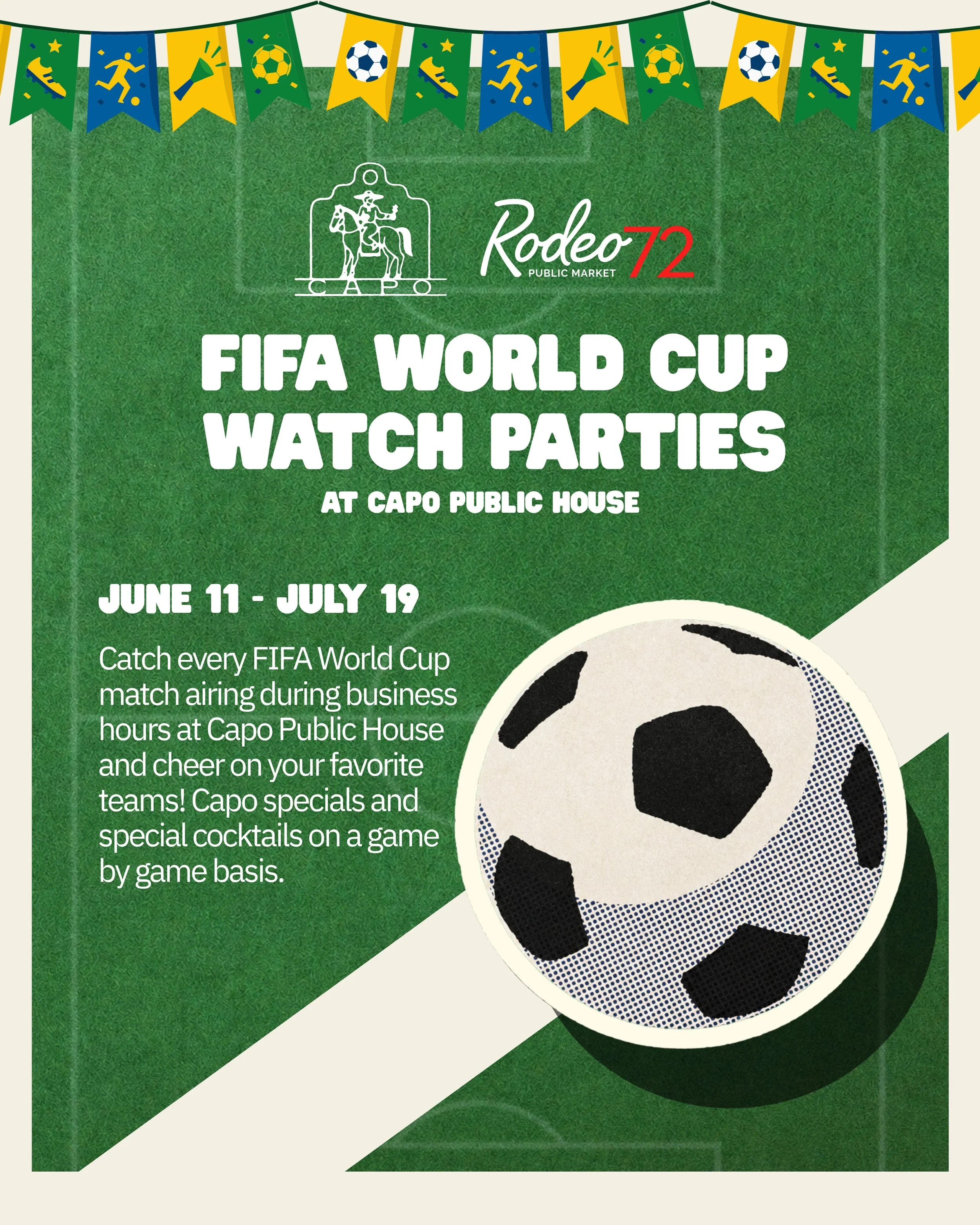Capo Public House is the place to catch all the World Cup games. Watch them live on the biggest screen in Whittier! 🍻⚽️