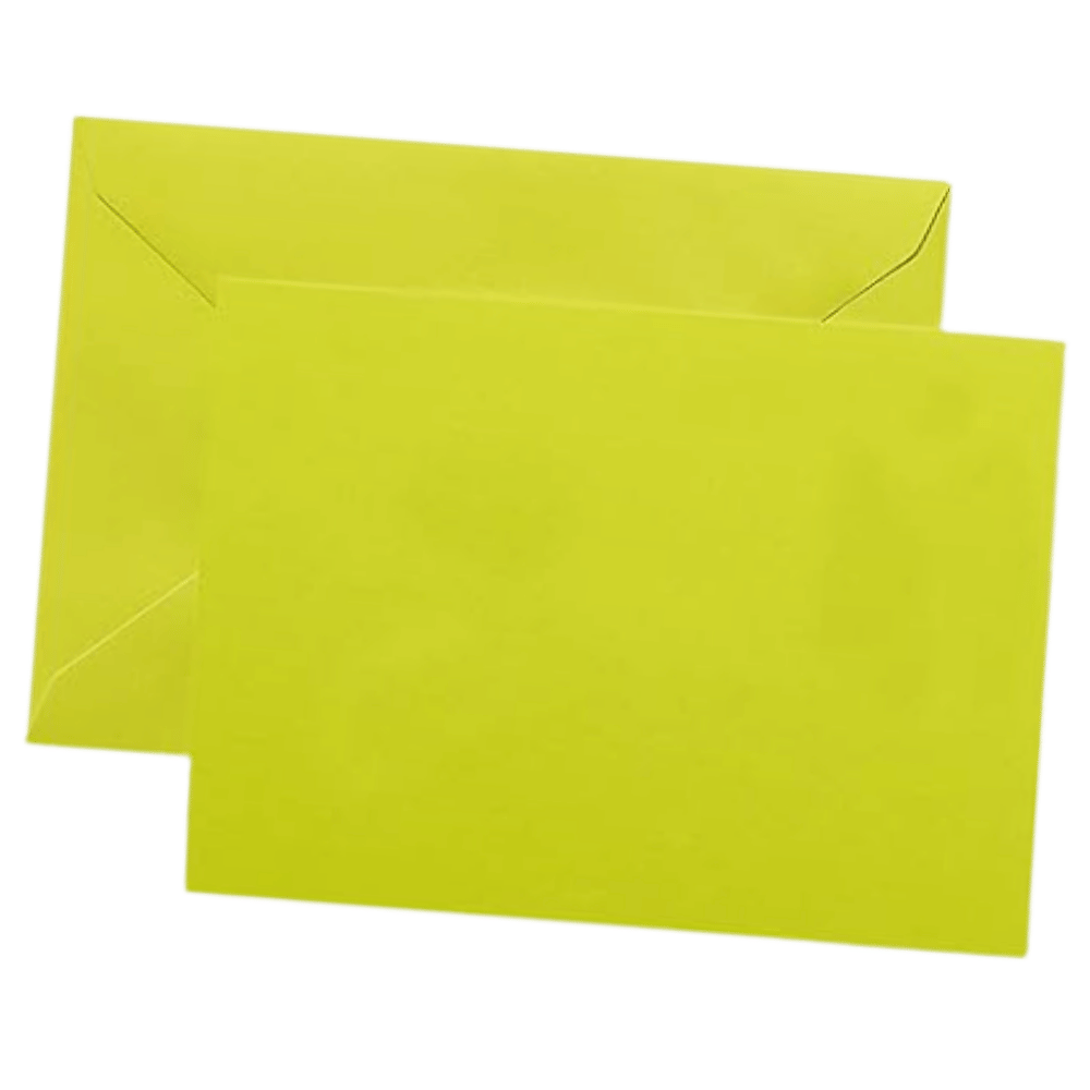 Bright yellow paper envelope with flap open.