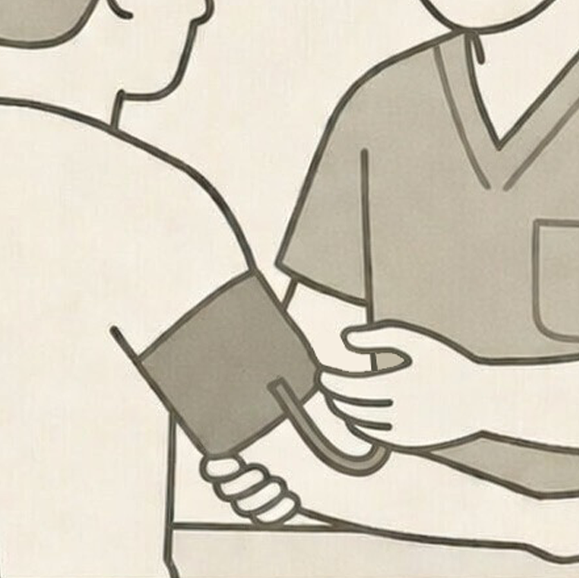 Doctor measuring blood pressure at hotel room visit in Tokyo